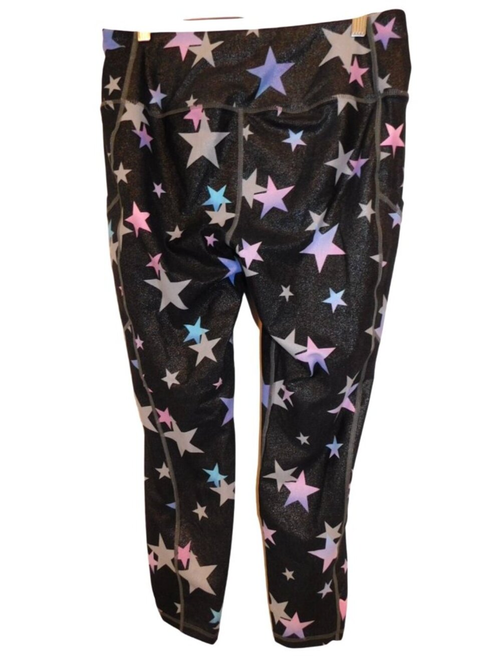 Torrid Active 0 Star Print Leggings Side Pockets Shimmery Black Yoga Workout - Picture 4 of 4